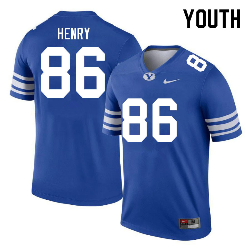 Youth #86 Dom Henry BYU Cougars College Football Jerseys Sale-Royal - Click Image to Close